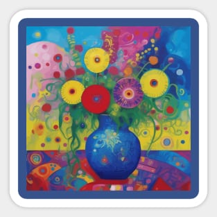 Bright Flowers in a Blue Vase Sticker